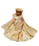 Toy Doll  Sleepy Eyes 7.5&quot; Fully Dressed Ivory Beige Dress Blonde Hair - $9.46