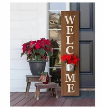 Glitzhome 42 in. H Wooden Welcome Porch Sign with Metal Planter C210171 - £51.78 GBP