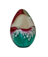 Glass Eye Studio GES 1991 Art Glass Egg Floral Design Paperweight - $39.19
