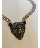 Natasha Black Panther Jaguar Leopard Crystal Gold Tone Head Statement Ne... - $1,608.20 MXN
