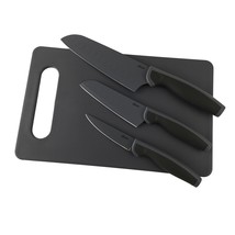 Oster Slice Craft 4 Piece Cutlery Knife Set with Cutting Board in Black - $45.51