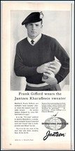1950s Jantzen Kharafleece Sweater PRINT AD Pro Football Frank Gifford BX2 - $104.40 MXN