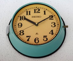 Vintage Maritime Seiko Wall Clock Slave Nautical Industrial Ship Clock Turquoise - $138.60