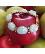 Vintage CORO Aqua/Light Blue Lucite Confetti Cabochon Goldtone Bracelet ... - $30.91 CAD