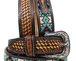 Mens Women 1.5&quot; Western Tooled Beaded Genuine Leather Belt Amish  26RT08 - $67.99