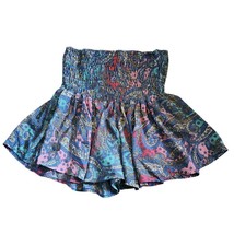 Earthbound Boho Paisley Smocked Strapless Mini Skiort Festival Summer  S... - $14.84