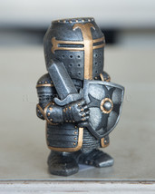 Adorable Medieval Knight In Armor + Sword &amp; Shield Standing Guard 4.5&quot; Statue - $14.96