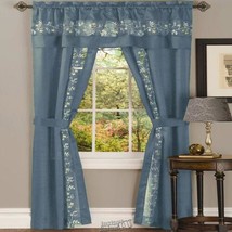 Fairfield Complete 5-Piece Panel, Valance &amp; Tieback Set, Blue - £16.45 GBP