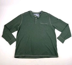 Tommy Bahama Mens XL Pullover Henley Green Long Sleeve - $25.73
