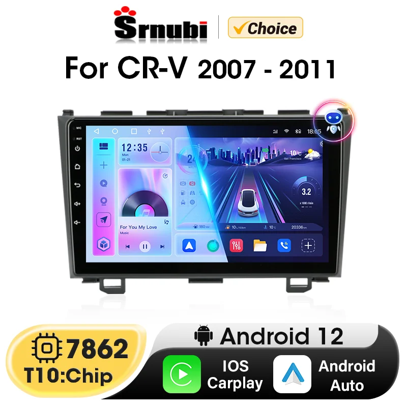 Srnubi Android 12 Carplay For Honda CR-V 3 RE CRV 2007-2011 Car Radio Multimedia - $93.58+
