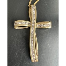 YELLOW GOLD AND DIAMOND CROSS PENDANT NECKLACE SKY - $355.24