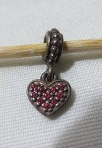 PANDORA STERLING SILVER 925 RED CZ PAVE HEART DANGLE CHARM - $18.00