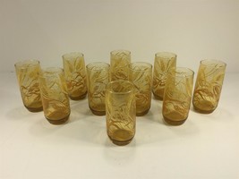 (10) Vintage Wheat Glass Tumbler Drinking Glasses - 6&quot; Mid Century Moder... - £39.95 GBP