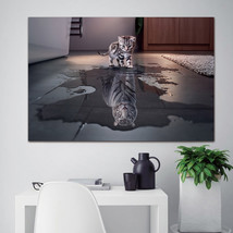 Cat Kitten Refection Tiger 1 piece canvas Wall Art Picture Home Decor No Frame - £14.93 GBP