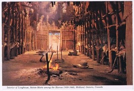 Postcard Interior Longhouse Sainte Marie Among The Hurons Midland Ontario - $57.25 MXN
