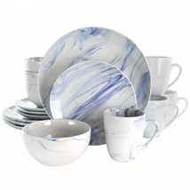 Elama Fine Marble 16 Piece Stoneware Dinnerware Set in Blue and White - £54.16 GBP