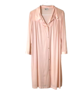 Vanity Fair Robe Size Large 100% Nylon Pink Long Sleeve Peignoir Dressin... - £13.52 GBP