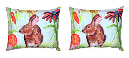 Pair of Betsy Drake Brown Rabbit Left No Cord Pillows 16 x 20 - £63.30 GBP