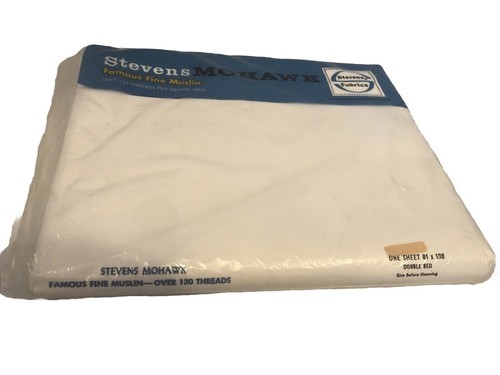 Stevens Mohawk Famous Fine Muslin One Sheet 81x108 Double Bed New 100% C... - $11.29