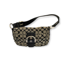 Coach F13113 Patent Black Jaquard Logo Signature Monogram Shoulder Purse Buckle - £25.78 GBP