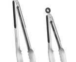 Stainless Steel Kitchen Tongs Set Of 2 - 9&quot; And 12&quot;, Locking Metal Food ... - $18.99