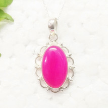 925 Sterling Silver Pink Agate Necklace Handmade Jewelry Gemstone Necklace - £29.12 GBP