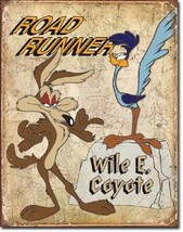 Roadrunner Wyle E Looney Tunes Cartoon Weathered Retro Wall Decor Metal Tin Sign - £17.45 GBP