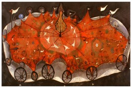9912.Large orange umbrella with bicycle wheels.POSTER.home decor graphic... - $17.10+