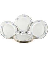 Yedi Blue Bows White 6 Dinner Plates 10&quot; Ceramic Coquette Gold Trim Cott... - $1,561.65 MXN