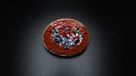 Vintage Italian Miniature Mosaic Flower Pin Brooch 4.2cm - £23.65 GBP