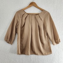 Talbots 3/4 Sleeve Petites Gold Pleated Women&#39;s Blouse 10p - £12.44 GBP