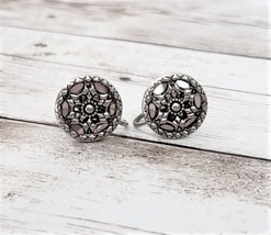 Vintage Screw On Earrings Silver Tone Snowflake with Halo - £9.58 GBP