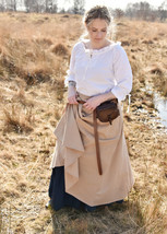 Medieval Maxi Skirt in Light Brown – Wide Cut with Pockets &amp; Lacing - €34,18 EUR