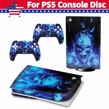 Skin Decal Sticker Cover For Ps5 Console Disk Version + Controller - Blue Skull - £20.95 GBP