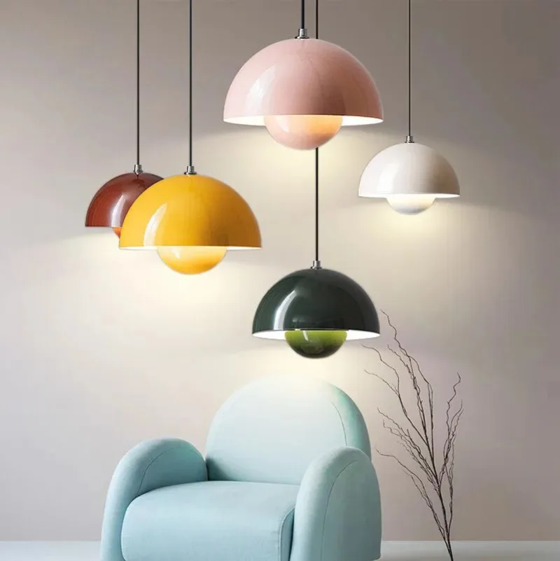 Nordic LED Pendant Light Danish Design Semicircular Colorful Hanging Lam... - $51.77