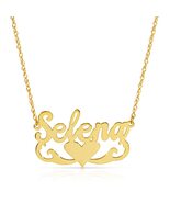 14K. SOLID GOLD NECKLACE PERSONALIZED NAME PLAYBALL WITH HEART FONT - €421,95 EUR