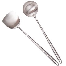17Inch Wok Spatula And Ladle - 304 Stainless Steel Wok Tools Set, 2 Pieces All M - £34.25 GBP