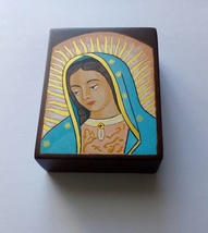 Miniature icon of Virgin Mary Guadalupe 8x6 cm. - £27.49 GBP