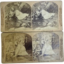 Antique Stereoscope Stereoscopic Card Melander &amp; Bro. Chicago #102-3 Girl Stream - $27.84