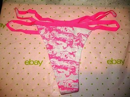 Rue 21 Women&#39;s Thong Panties XS/SMALL W Strappy Sides Neon Pink Tie Dye NEW - £8.07 GBP