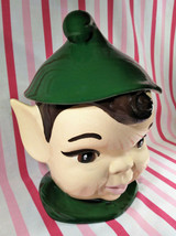 Charming Vintage Pixie Elf Large Green Ceramic Cookie Jar by Holland Mol... - $79.19