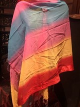 Vintage Rainbow Sari Shawl Wrap - £29.74 GBP