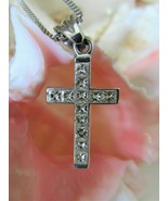 Authenticity Guarantee 
18K White Gold Diamond Cross Pendant~12 Square C... - £1,238.13 GBP