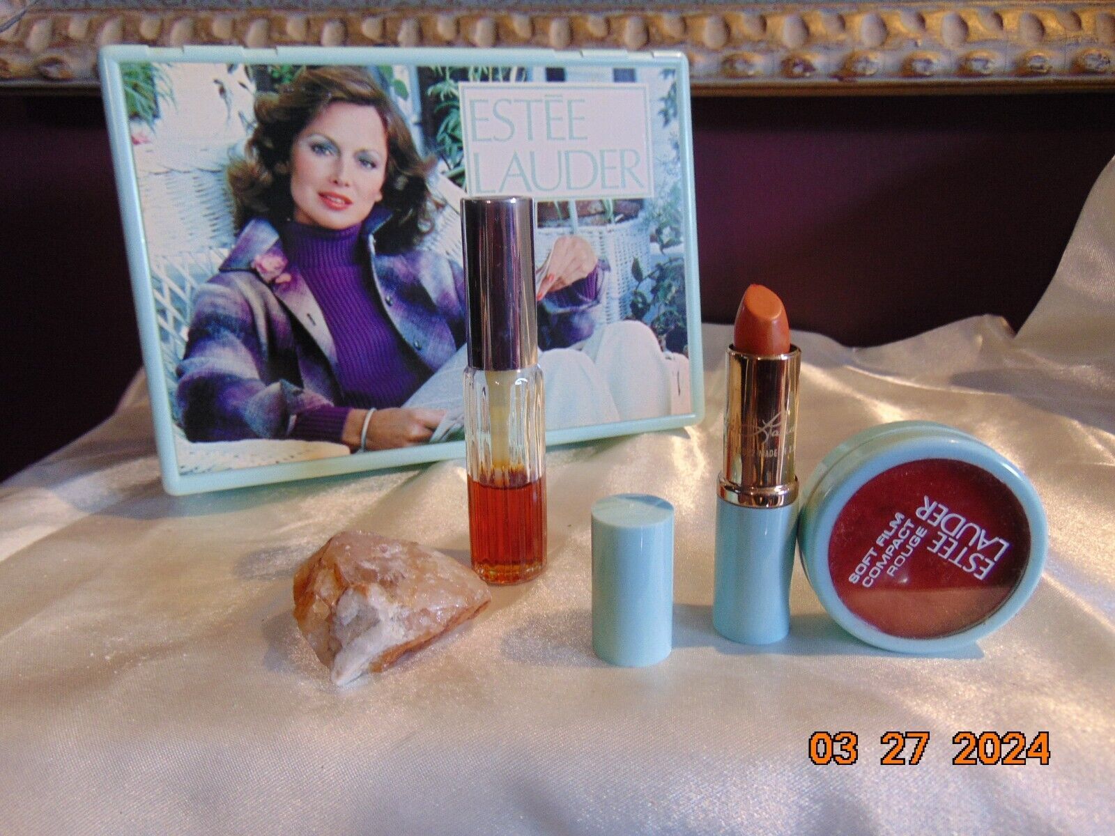 Vintage Partial  Estee Lauder set Plastic Box ROUGE Perfume Lipstick - $24.74