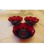 Ruby Red Glass Dessert / Berry Bowls - $24.74