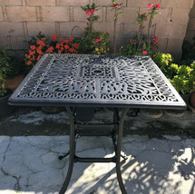 Outdoor bar square table 36&quot; Elisabeth patio pool side cast aluminum fur... - £338.50 GBP