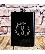 8oz BLACK Branches with Initial Flask - £16.90 GBP
