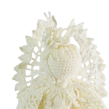Crocheted Christmas Angel in Cream Gold 8 Inch Beading Crown Wings  - $14.83