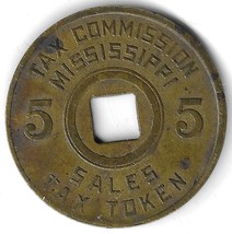 Vintage 1936-1941 Mississippi Tax Commission 5 Mill Cent Brass Sales Tax Token - £10.04 GBP