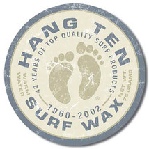 Hang Ten Surf Wax Quality Surfing Products Round Metal Sign - $19.95